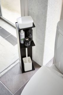 YAMAZAKI Tower Slim Шкаф органайзер за тоалетна, черен