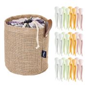 VIGAR FLORGANIC SACKCLOTH BASKET & CLOTHES PEG 24U.