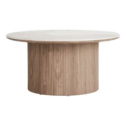 House Nordic Athens Coffee Table Coffee table, ceramic table top, white/brown ø80x40 cm