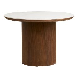 House Nordic Coffee table, ceramic table top/walnut veneer, white/dark brown ø60x42 cm