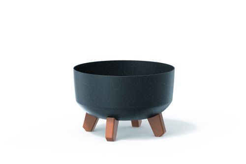 GRACIA LOW ECO WOOD Кръгла ниска кашпа, 15.5см, антрацит