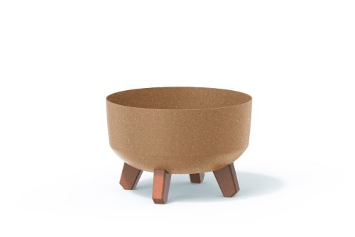 GRACIA LOW ECO WOOD Кръгла ниска кашпа, 15.5см, натурален