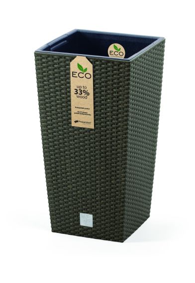 RATO ECO WOOD Висока кашпа със саксия, 55см, кафе