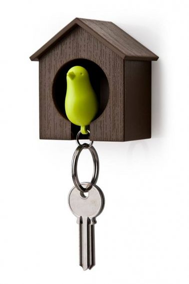 QUALY Sparrow Keyring  Къщичка за ключове с ключодържател, кафяв, зелен