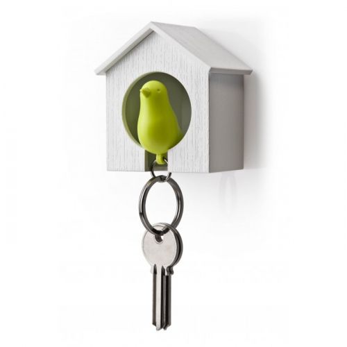 QUALY Sparrow Keyring  Къщичка за ключове с ключодържател, бял, зелен