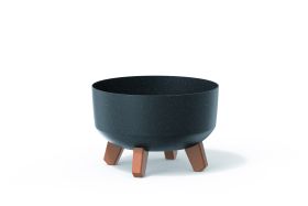 GRACIA LOW ECO WOOD Кръгла ниска кашпа, 15.5см, антрацит