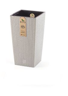 RATO ECO WOOD Висока кашпа със саксия, 45см, бял