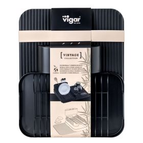 VIGAR VINTAGE METAL Сушилник за съдове и прибори с метална стойка, черен