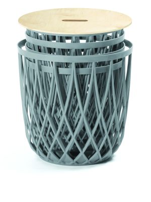 Set of 3 baskets UNIQUBO SET5, stone gray