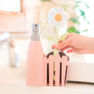Диспенсър за кухня с място за гъба, 3 части VIGAR FLORGANIC, розов