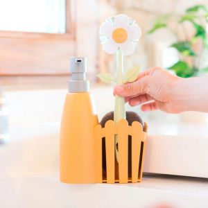Диспенсър за кухня с място за гъба, 3 части VIGAR FLORGANIC, оранжев