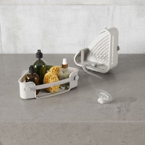 UMBRA FLEX ADHESIVE Ъглова етажерка за баня със залепващи ленти, сив