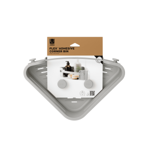 UMBRA FLEX ADHESIVE Ъглова етажерка за баня със залепващи ленти, сив