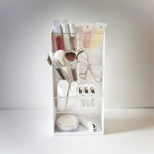 YAMAZAKI Tower Slanted Make-Up Storage Case WH