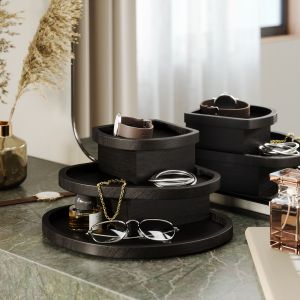 черна кутия за бижута на три нива