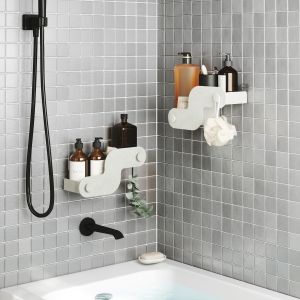 Етажерки за за баня с лепилни ленти UMBRA NAMI, сет 2 бр., пясъчен