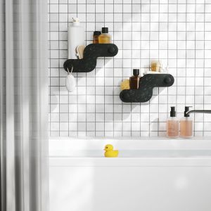 Етажерки за за баня с лепилни ленти UMBRA NAMI, сет 2 бр.,черен