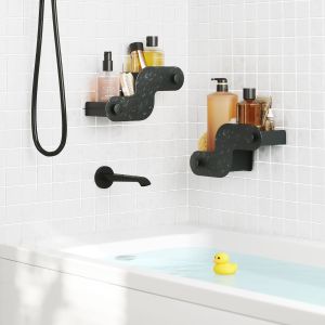 Етажерки за за баня с лепилни ленти UMBRA NAMI, сет 2 бр.,черен