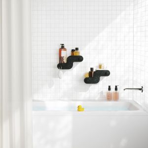 Етажерки за за баня с лепилни ленти UMBRA NAMI, сет 2 бр.,черен