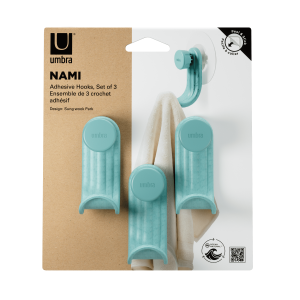 Закачалки с лепилни ленти, комплект 3 бр. UMBRA NAMI, морско син