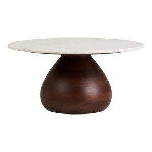 House Nordic Heide Coffee table, mango wood/marble, dark brown/white ø70x35 cm