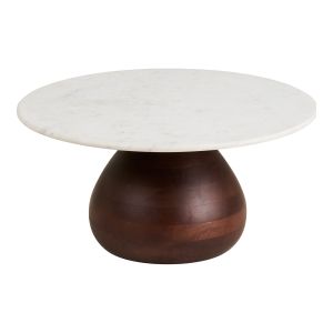 House Nordic Heide Coffee table, mango wood/marble, dark brown/white ø70x35 cm