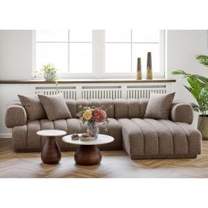 House Nordic Heide Coffee table, mango wood/marble, dark brown/white ø70x35 cm