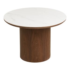 House Nordic Coffee table, ceramic table top/walnut veneer, white/dark brown ø60x42 cm