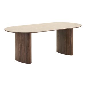 House Nordic Delphi Table Dining table, ceramic table top, travertine/dark brown