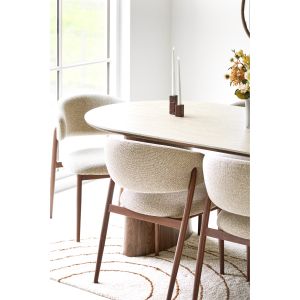 House Nordic Delphi Table Dining table, ceramic table top, travertine/dark brown