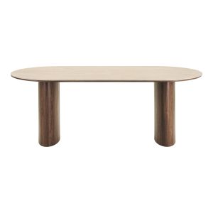 House Nordic Delphi Table Dining table, ceramic table top, travertine/dark brown