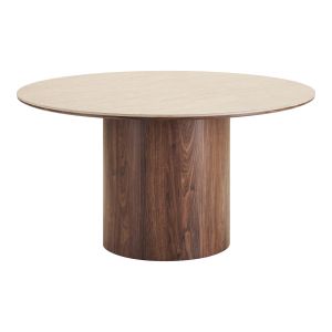 House Nordic Delphi Dining table, ceramic table top, travertine/dark brown ø140x76 cm