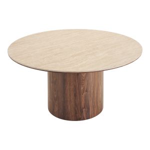 House Nordic Delphi Dining table, ceramic table top, travertine/dark brown ø140x76 cm