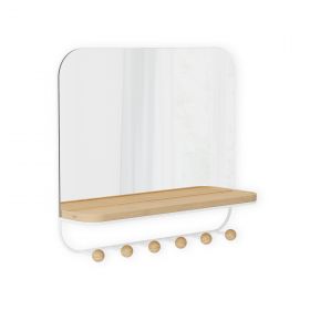 Огледало със закачалки и рафт UMBRA ESTIQUE, бял