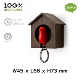 QUALY Sparrow Keyring  Къщичка за ключове с ключодържател, кафяв, червен
