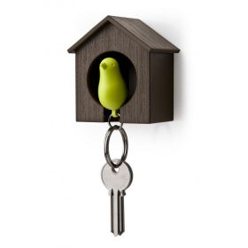 QUALY Sparrow Keyring  Къщичка за ключове с ключодържател, кафяв, зелен