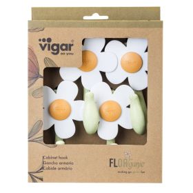 VIGAR FLORGANIC Комплект от 4 закачалки за врата на шкаф, бял