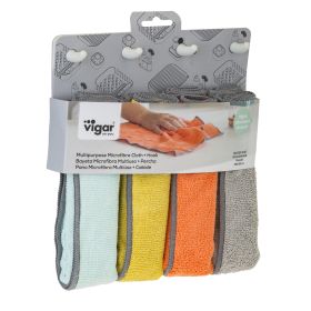 VIGAR RENGØ SET  Комплект закачалка с 4 куки и 4 микрофибърни кърпи, цветни