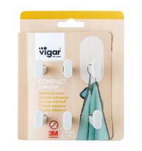 VIGAR PLASTIC Комплект 6 броя мини закачалки 3M, бели