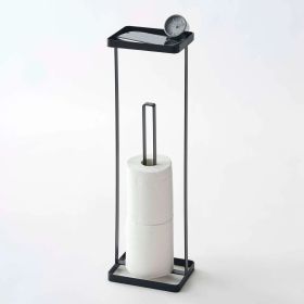 YAMAZAKI Tower Toilet Paper Stand with Tray BK